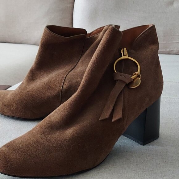 Woman Brown booties upper suede - Picture 2 of 6